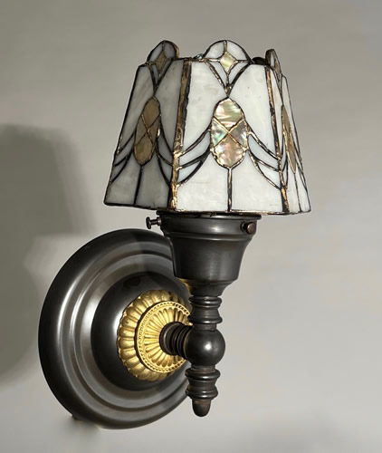 Set 6 Mother of Pearl Leaded Glass Sconces